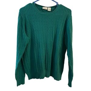 Kim Rogers Women's Teal Cable Knit Crew Neck Sweater XL Cotton